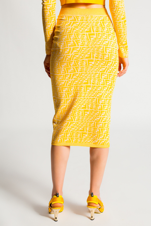 【関税&送料込】Fendi Skirt Yellow Skirt with logo Fendi - Fendi Pre-Owned reverislbe